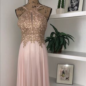 Long embroidered evening gown